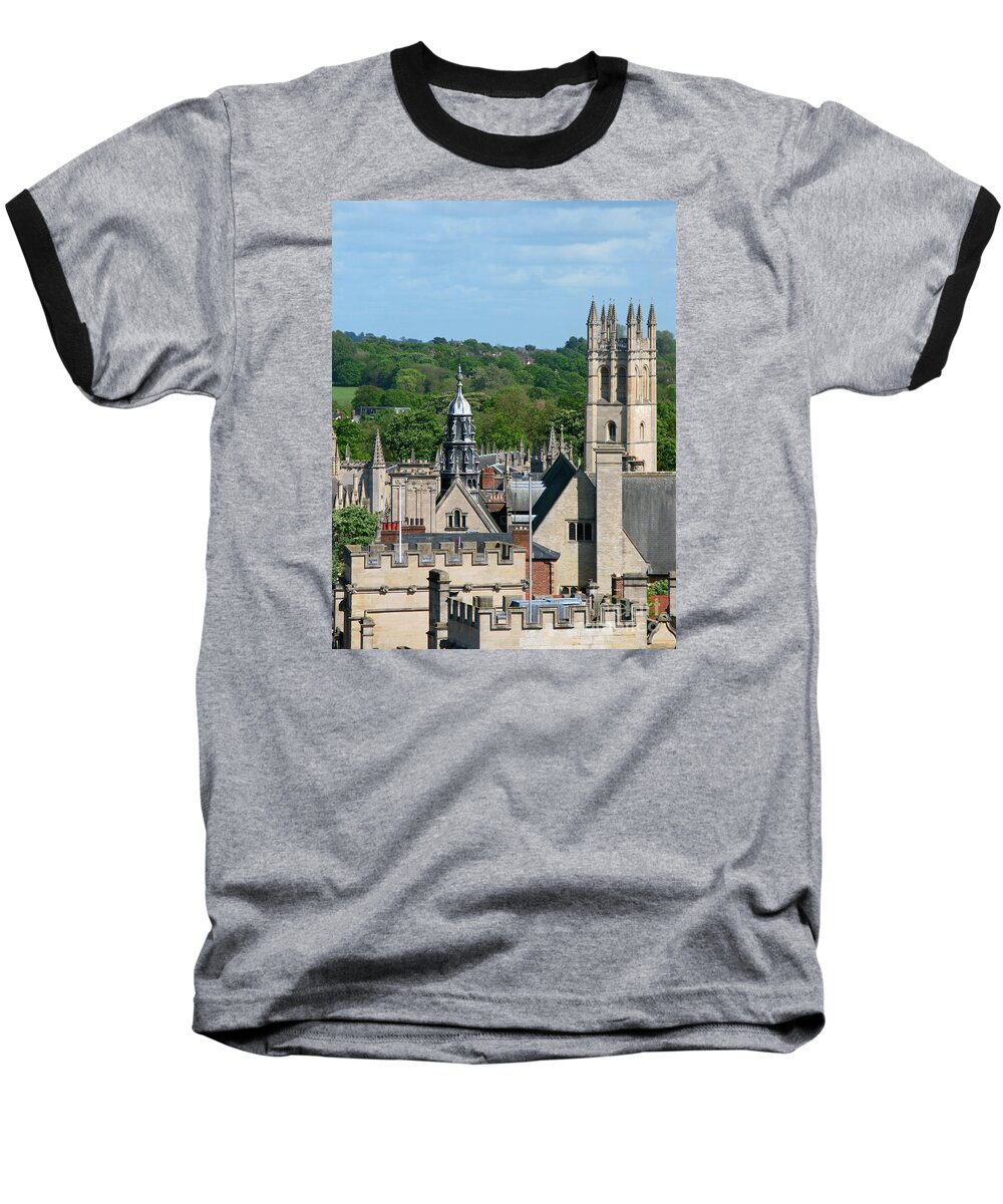 Oxford Baseball T-Shirt featuring the photograph Oxford Tower View by Ann Horn