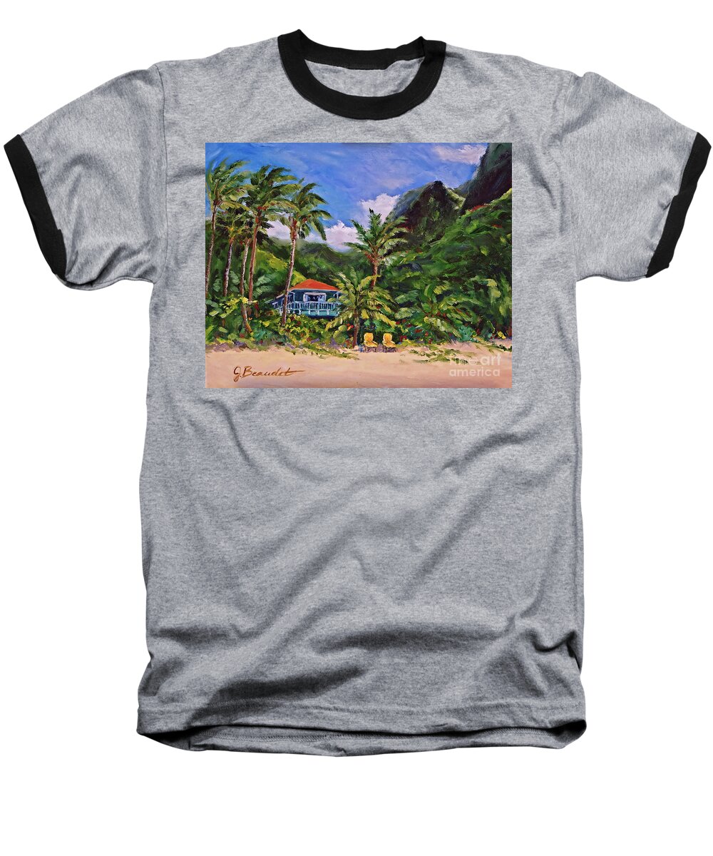 Tropical Baseball T-Shirt featuring the painting P F by Jennifer Beaudet