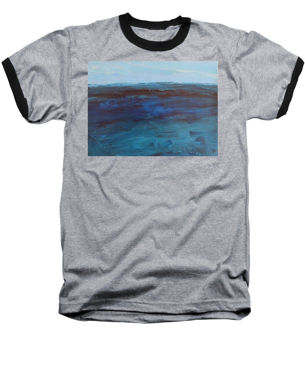 Ocean Baseball T-Shirt featuring the painting Pacific Blue by Norma Duch