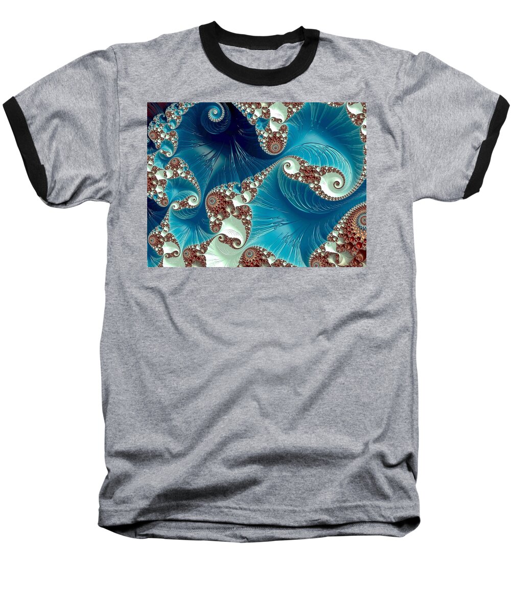 Fractal Baseball T-Shirt featuring the digital art Pacifica by Susan Maxwell Schmidt