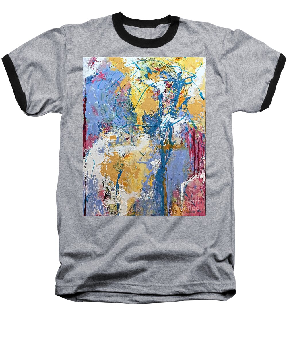Abstract Art Baseball T-Shirt featuring the painting Painted Sky by Mary Mirabal