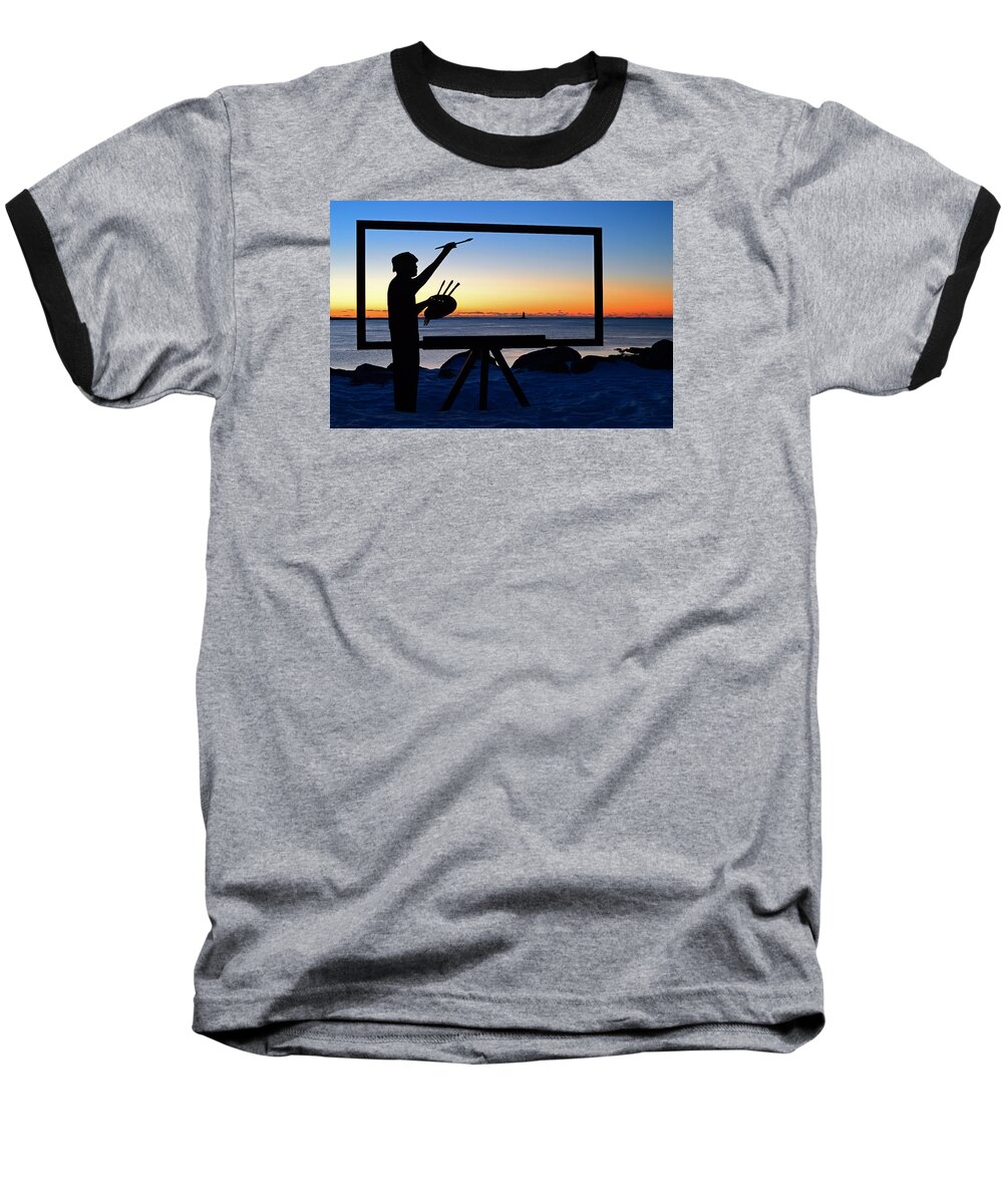 Great Baseball T-Shirt featuring the photograph Painting the Perfect Sunrise by James Kirkikis