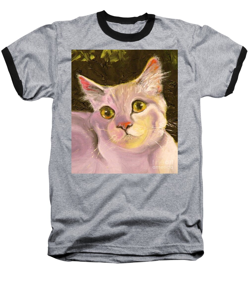 Cat Baseball T-Shirt featuring the painting Best Friend by Susan A Becker