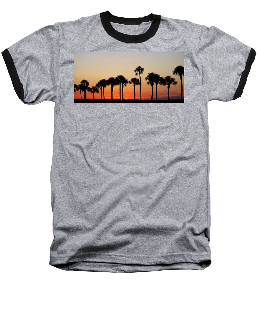 Sunset Baseball T-Shirt featuring the photograph Palms by Stoney Lawrentz