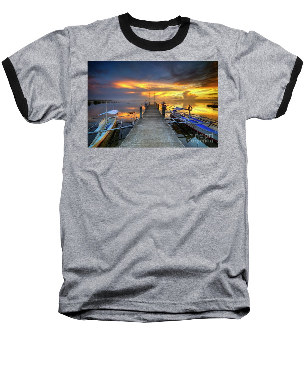 Yhun Suarez Baseball T-Shirt featuring the photograph Panglao Port Sunset 8.0 by Yhun Suarez
