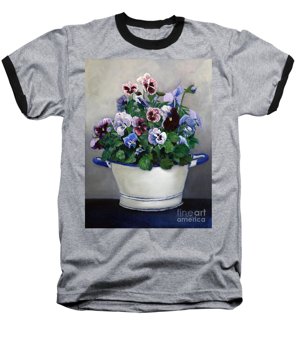 Painting Baseball T-Shirt featuring the painting Pansies by Portraits By NC