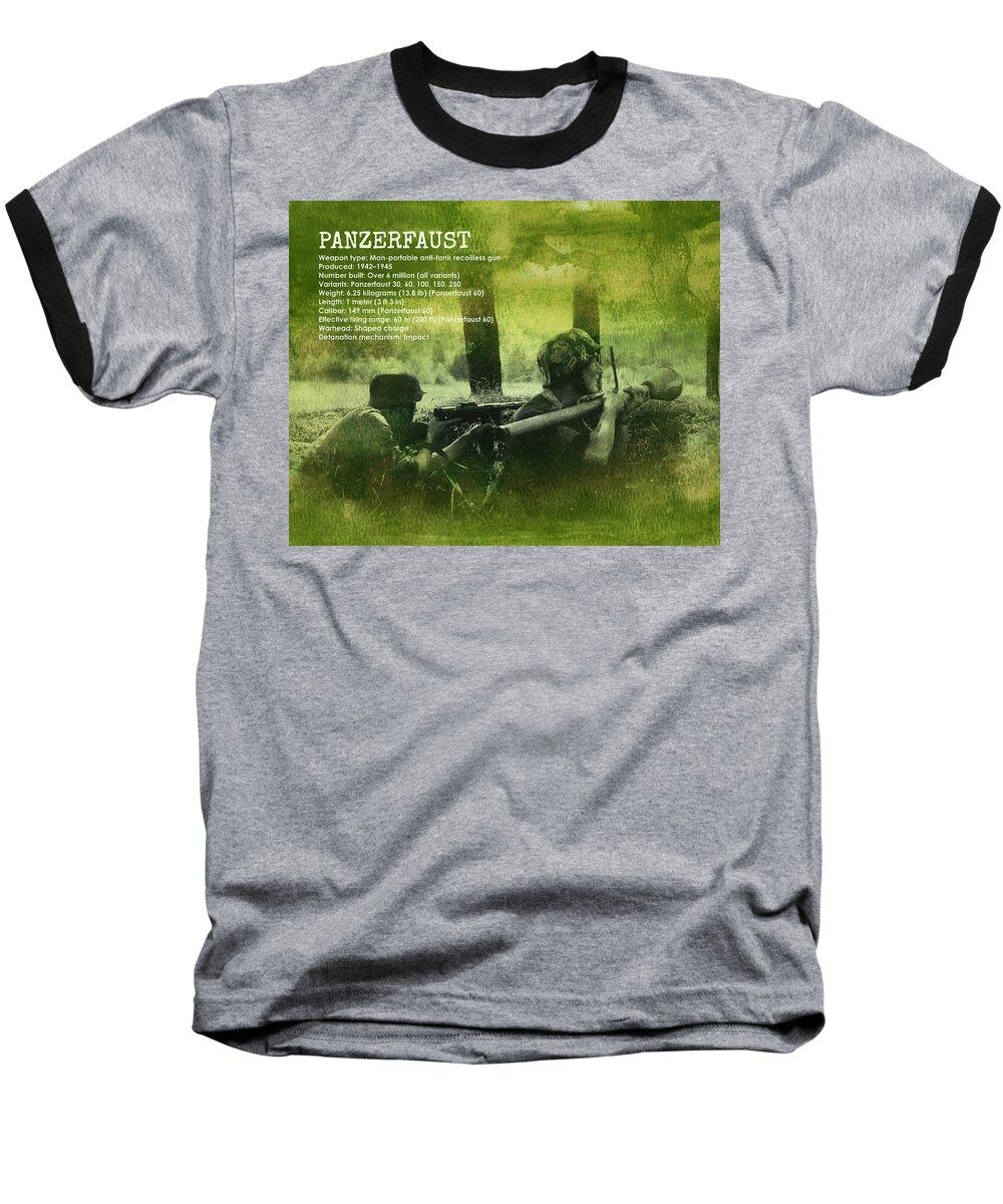 Panzer Baseball T-Shirt featuring the digital art Panzerfaust in action by John Wills
