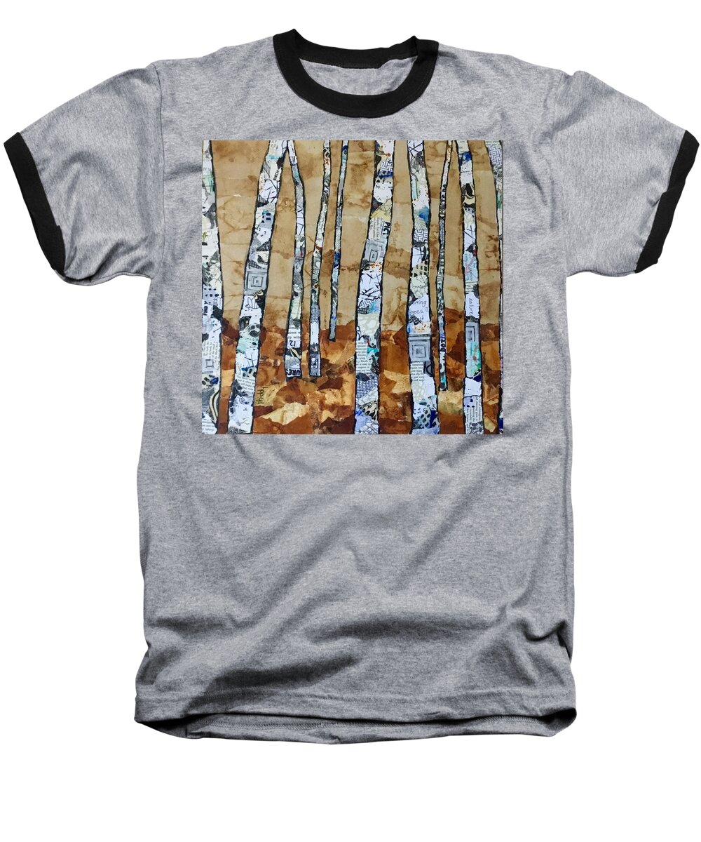 Trees Baseball T-Shirt featuring the painting Paper Birch 3 by Phiddy Webb