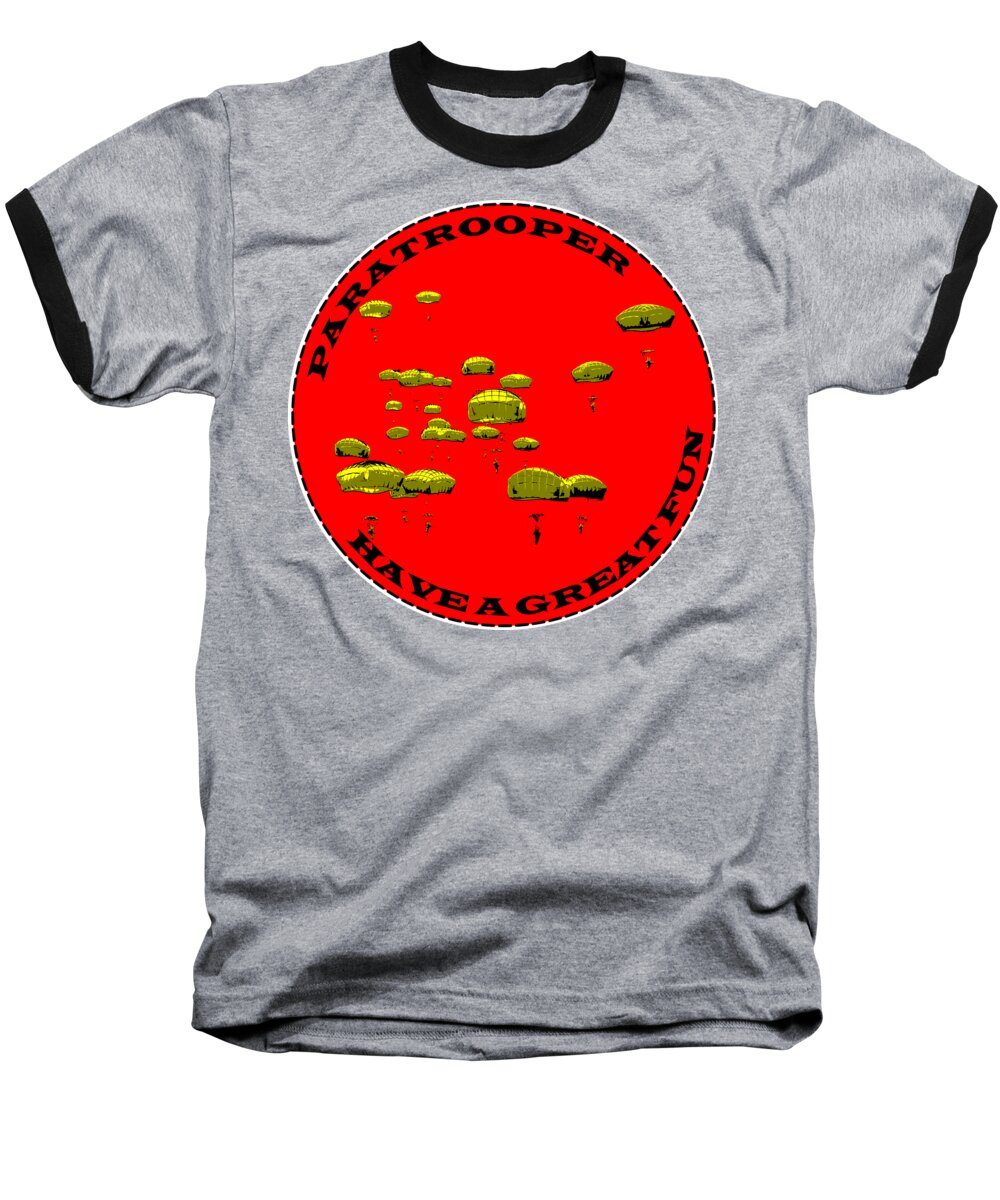 Paratrooper Baseball T-Shirt featuring the digital art Paratrooper Fun by Piotr Dulski