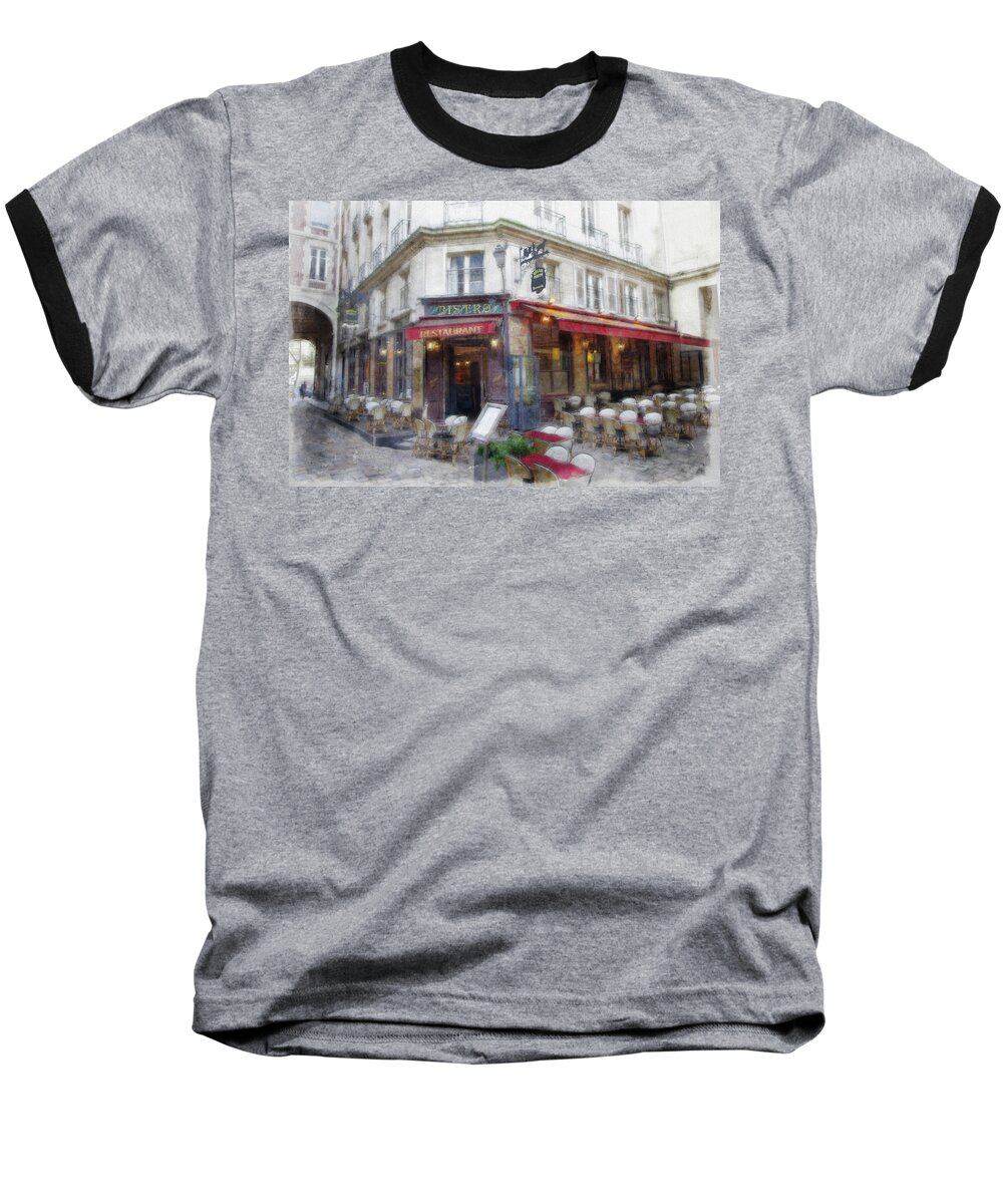 Paris Baseball T-Shirt featuring the photograph Paris Cafe by Tom Reynen