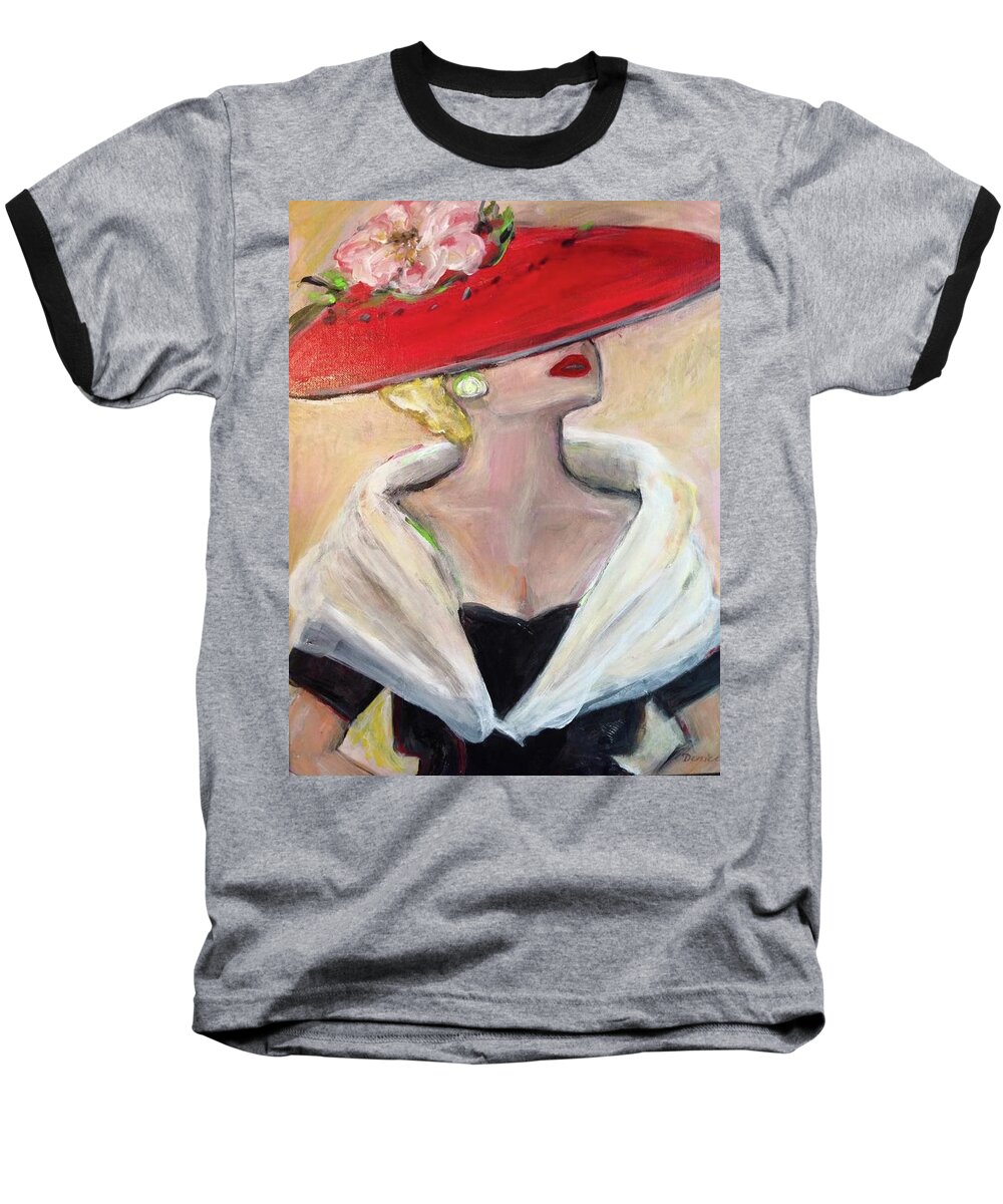 Red Hat Baseball T-Shirt featuring the painting Paris Chic by Denice Palanuk Wilson