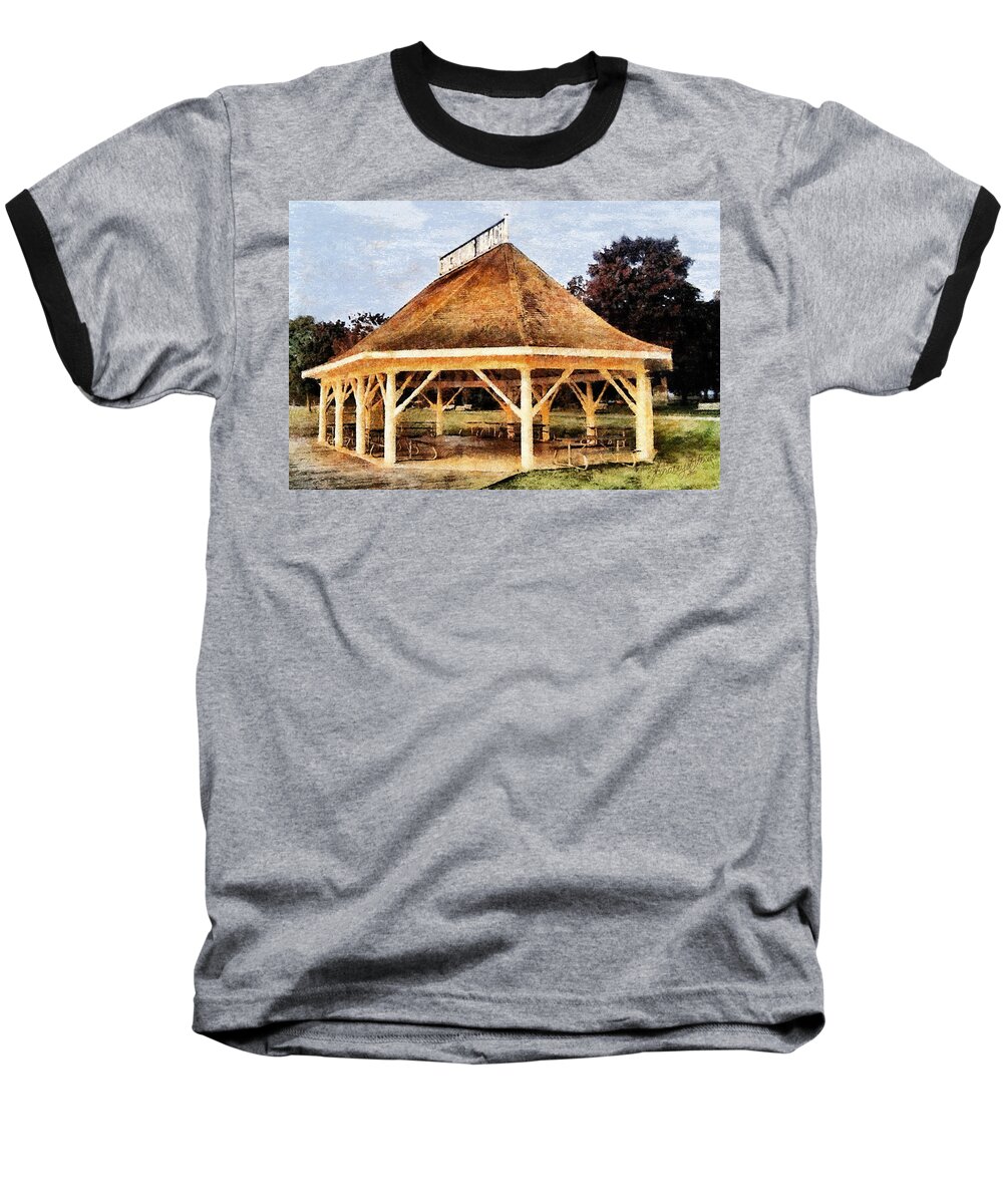Park Baseball T-Shirt featuring the digital art Park Gazebo by JGracey Stinson