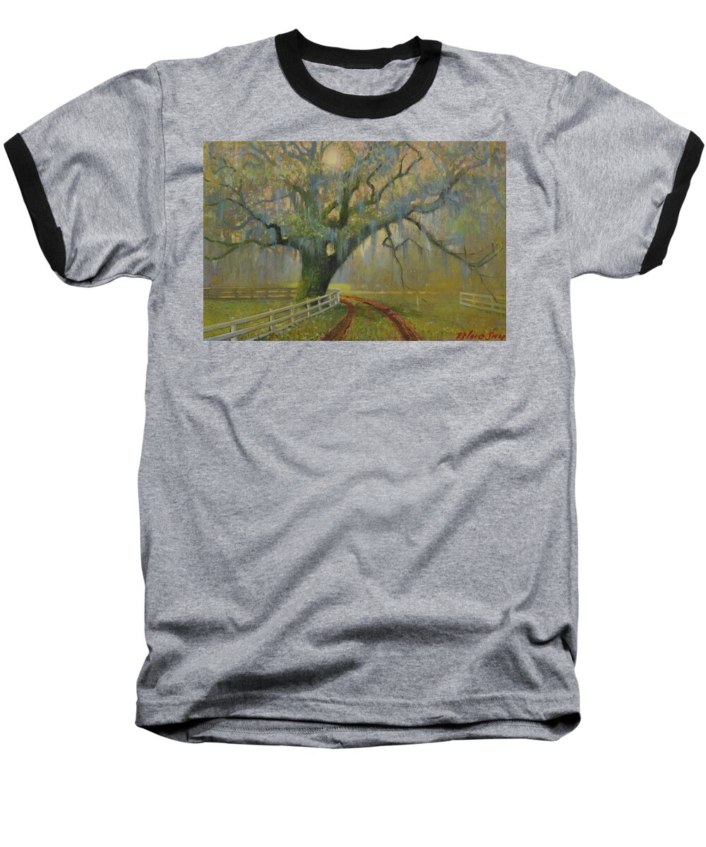 Landscape Baseball T-Shirt featuring the painting Passing Spring Shower by Blue Sky