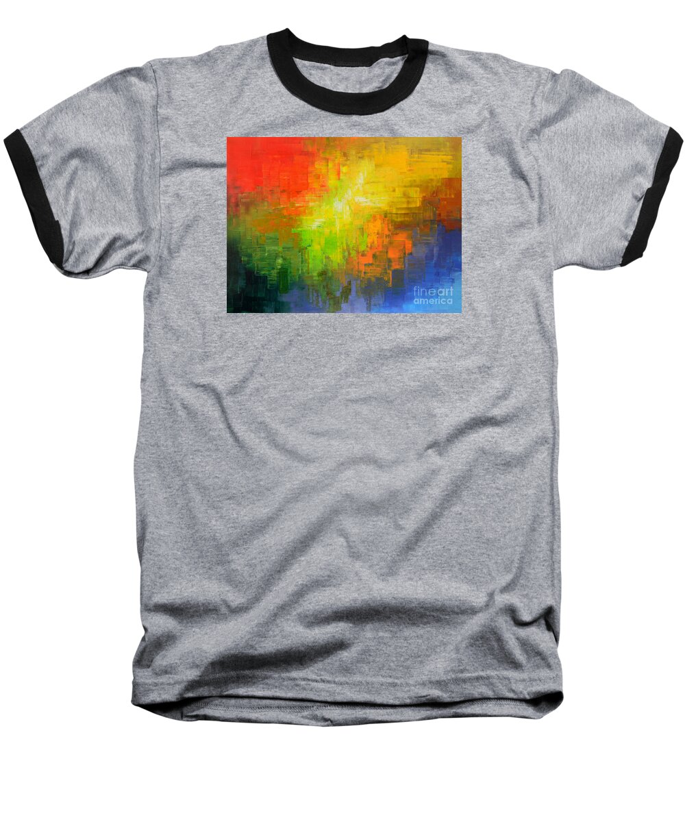 Abstract Baseball T-Shirt featuring the painting Passionate Plumage by Tatiana Iliina