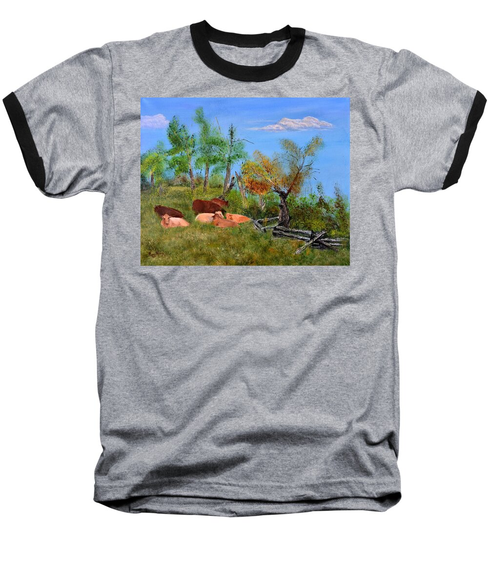 Pasture Baseball T-Shirt featuring the painting Pasteurized by Peggy King