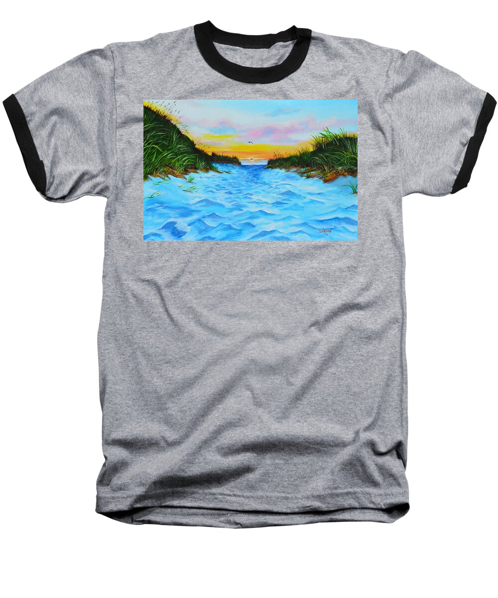 Landscape Baseball T-Shirt featuring the painting Path To The Key At Sunset by Lloyd Dobson