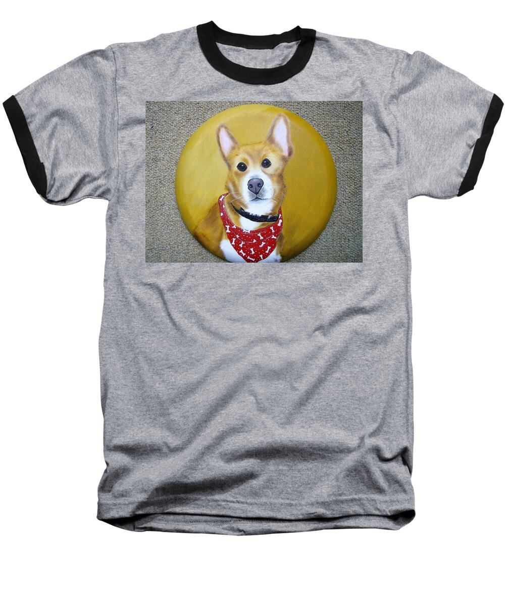 Dog Baseball T-Shirt featuring the painting Patti's Grand-dog by Debra Campbell