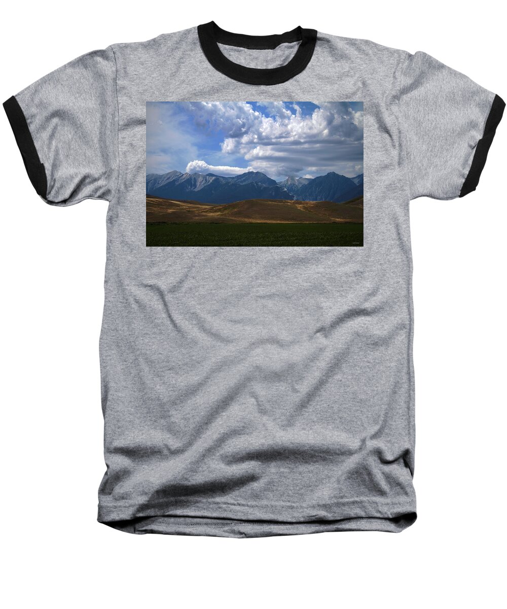 Montana Mountains Baseball T-Shirt featuring the photograph Pause And Reflect by Joseph Noonan