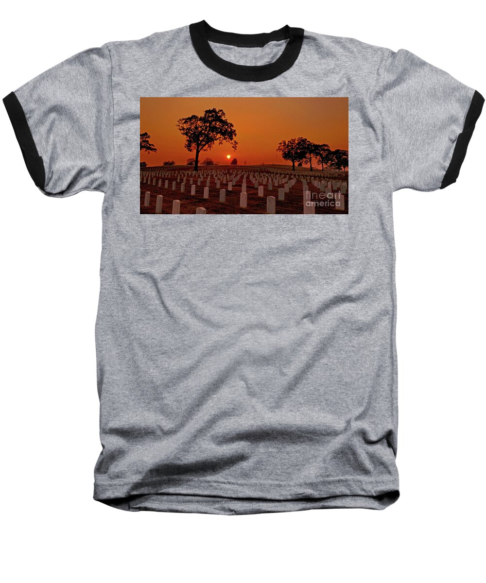Chattanooga National Cemetery Baseball T-Shirt featuring the photograph Peaceful Sunset by Geraldine DeBoer