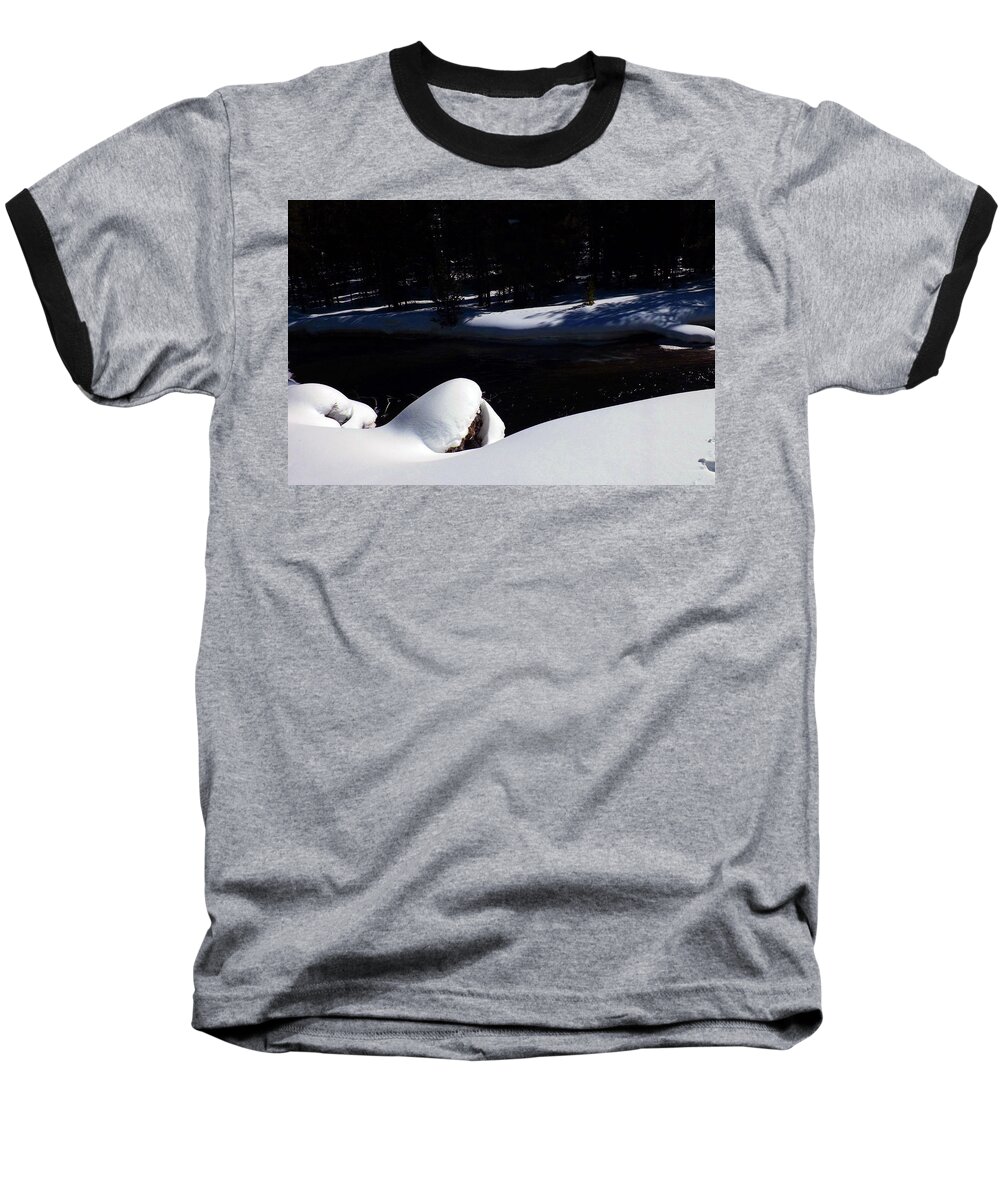 Yellowstone National Park Wyoming Baseball T-Shirt featuring the photograph Peaceful Winter Scene by C Sitton
