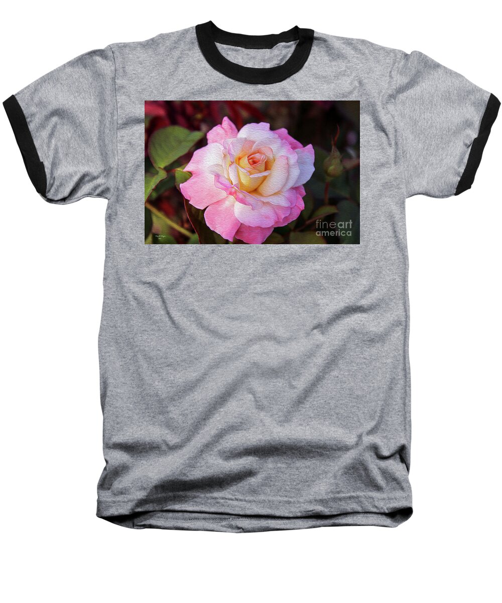 Rose Baseball T-Shirt featuring the digital art Peach and White Rose by DB Hayes
