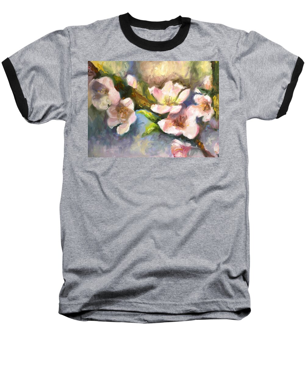 Peach Blossoms Baseball T-Shirt featuring the painting Peach Blossoms by Melissa Herrin