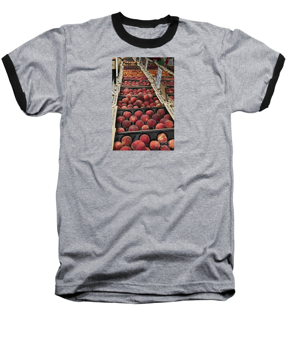 Market Baseball T-Shirt featuring the photograph Peaches and by Jeanette French