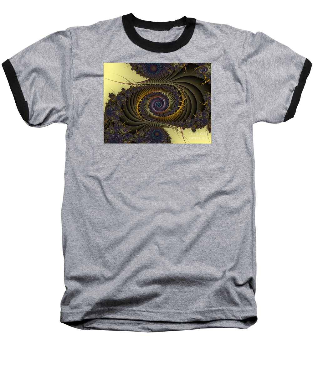 Abstract Baseball T-Shirt featuring the digital art Peacock by Karin Kuhlmann