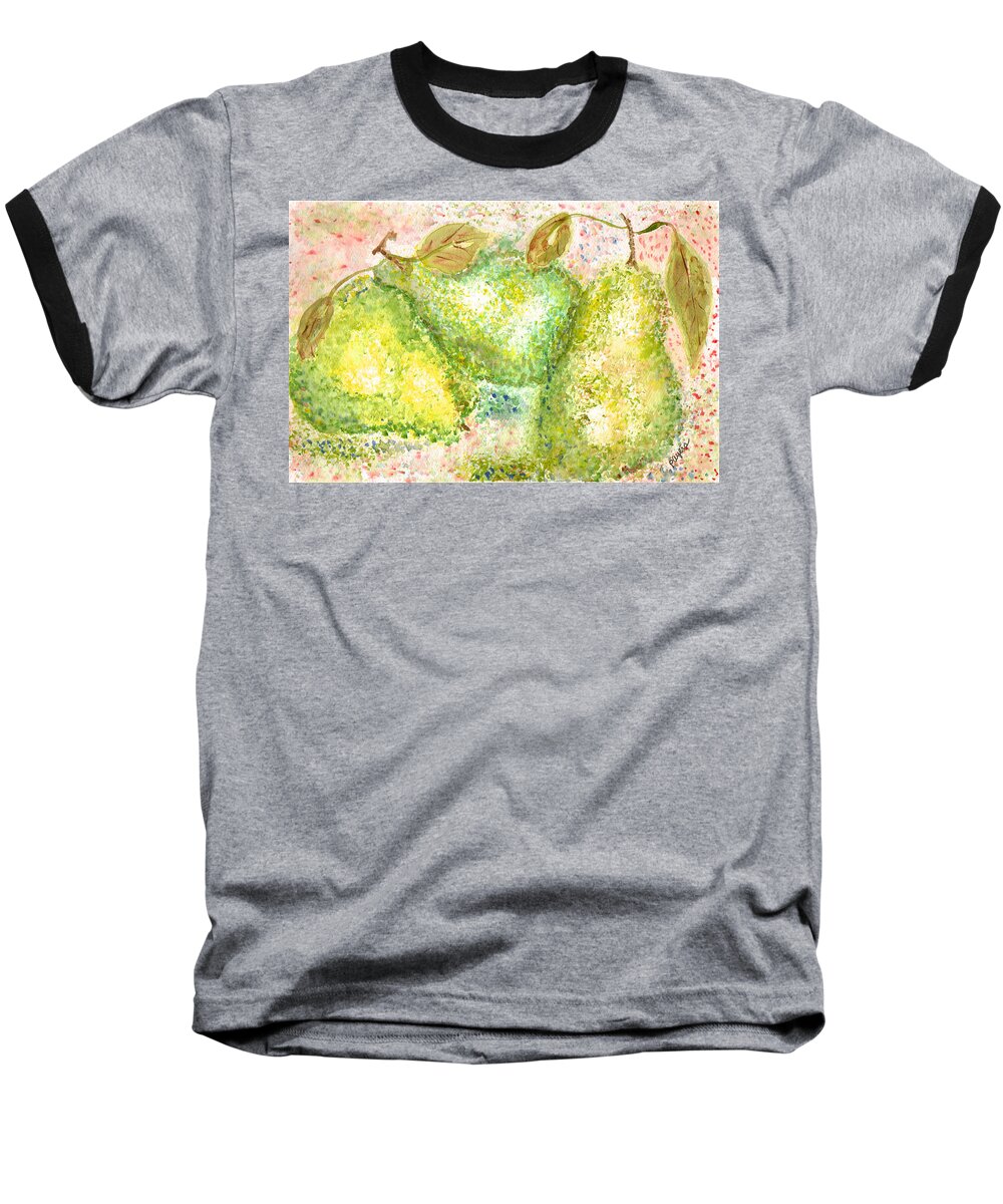 Watercolor Baseball T-Shirt featuring the painting Pear Trio by Paula Ayers