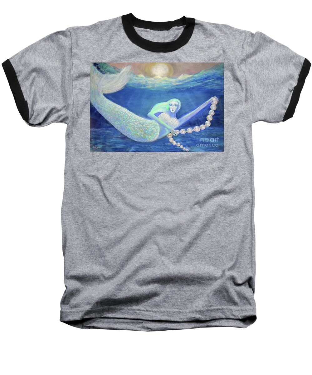 Abstract Baseball T-Shirt featuring the painting Pearl Of The Sea by Lyric Lucas