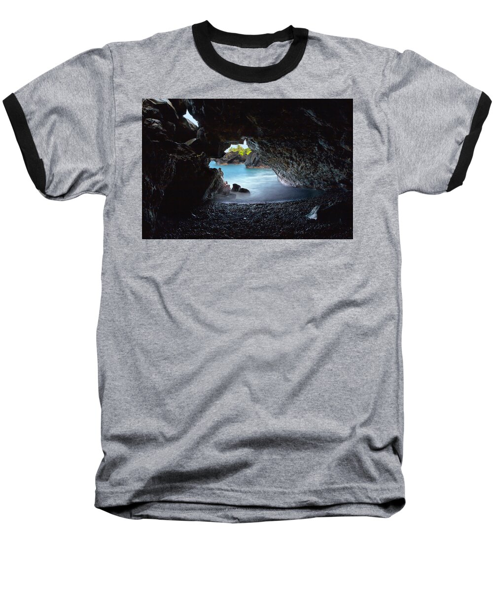 Hana Baseball T-Shirt featuring the photograph Peeking Through the Lava Tube by Susan Rissi Tregoning