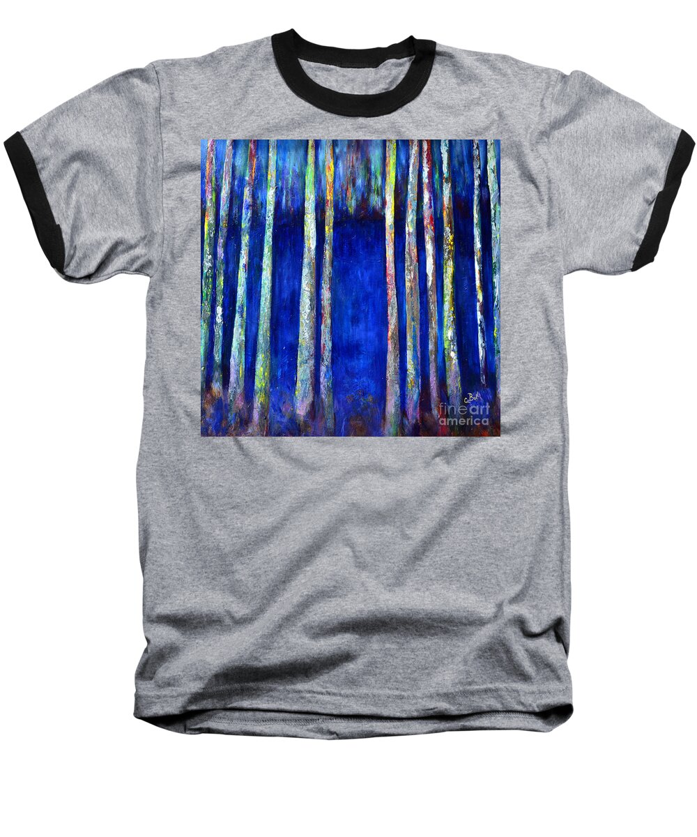 Trees Baseball T-Shirt featuring the painting Peeking Through the Trees by Claire Bull