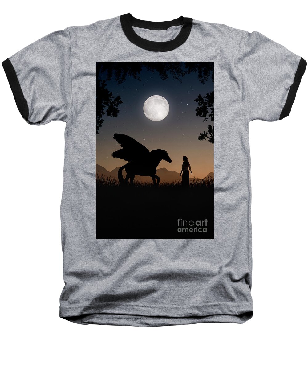 Clayton Baseball T-Shirt featuring the digital art Pegasus by Clayton Bastiani
