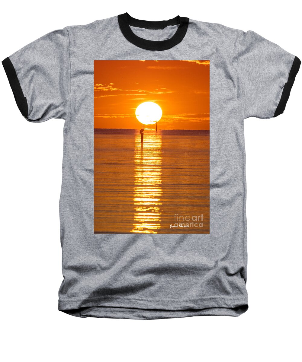 Pelicans Baseball T-Shirt featuring the photograph Pelican Sunset by Metaphor Photo