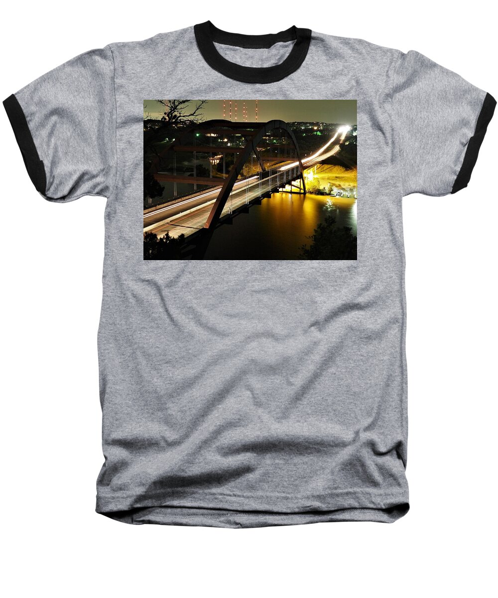 Bridge Baseball T-Shirt featuring the photograph Pennybacker Bridge by Jerry Connally