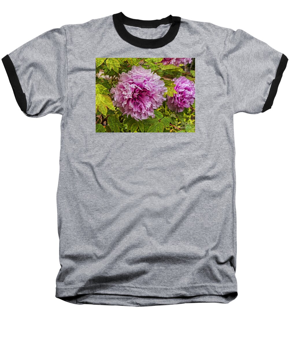 Peony Baseball T-Shirt featuring the photograph Peony Lace by Brenda Kean
