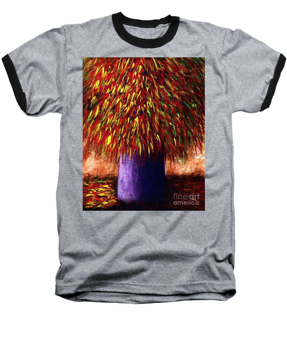 #peppers #plants #chiles #southwest #2d #artist #beautiful #colorful #fineart #followart #iloveart #interiordesign #luxuryart #mood #nature #newartwork #painting Baseball T-Shirt featuring the painting Peppered by Allison Constantino