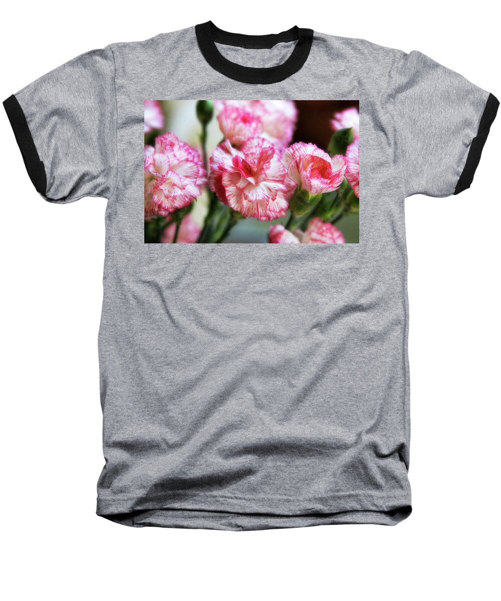 Carnations Baseball T-Shirt featuring the photograph Peppermint by Joan Bertucci