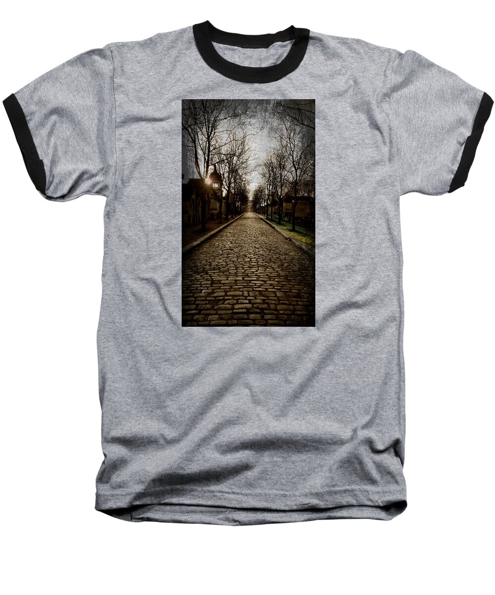 Pere Baseball T-Shirt featuring the photograph Pere Lachaise Cemetery Road 2 by KATIE Vigil