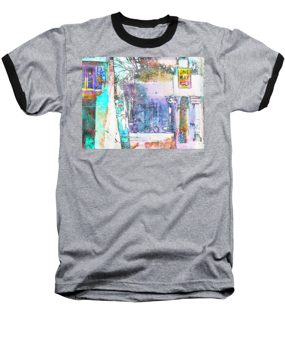 One Way Sign Baseball T-Shirt featuring the photograph Performance Arts by Susan Stone
