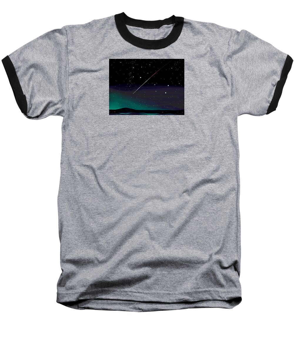 Meteor Baseball T-Shirt featuring the digital art Perseid Meteor Shower by Jean Pacheco Ravinski