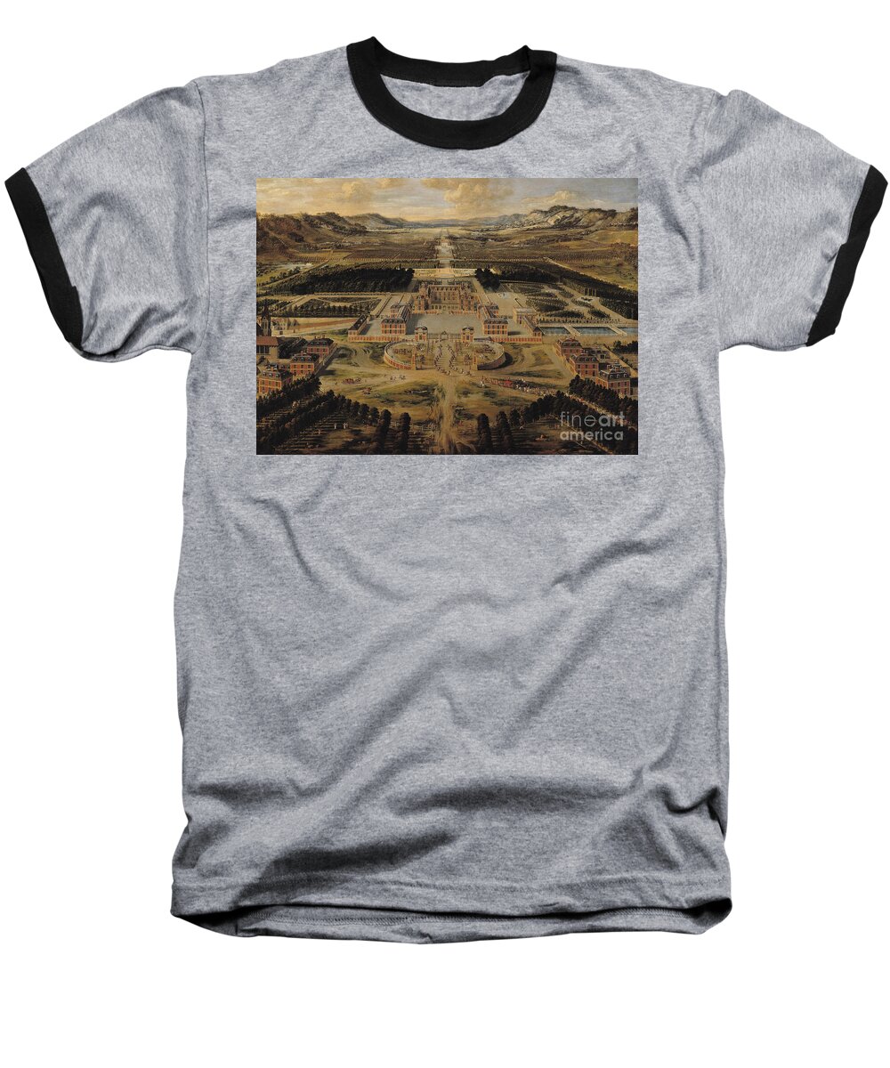 Versailles Baseball T-Shirt featuring the painting Perspective view of the Chateau Gardens and Park of Versailles by Pierre Patel