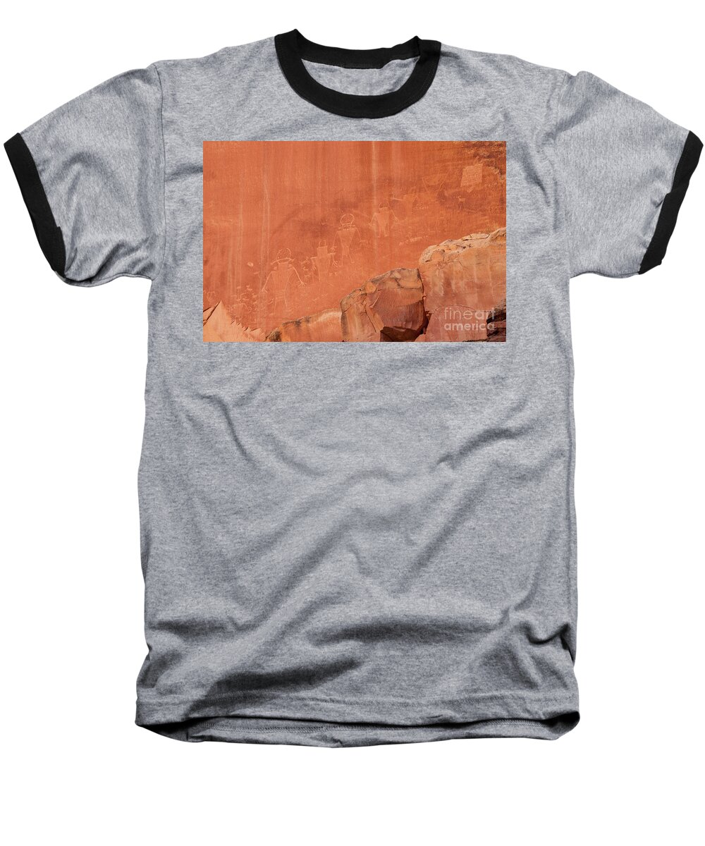 Petroglyphs Baseball T-Shirt featuring the photograph Petroglyphs in Capital Reef by Cindy Murphy - NightVisions