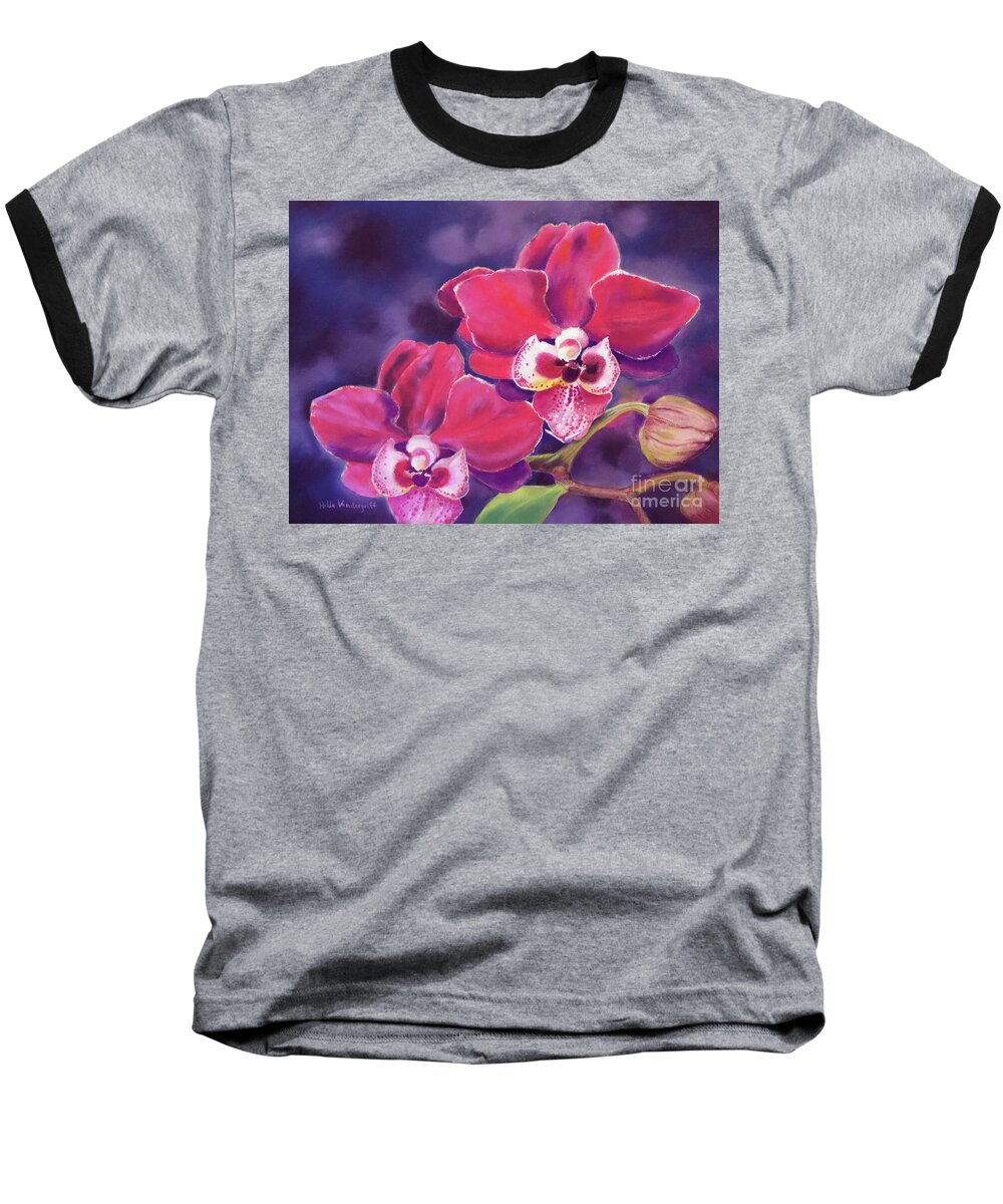 Phalaenopsis Orchid Baseball T-Shirt featuring the painting Phalaenopsis Orchid by Hilda Vandergriff