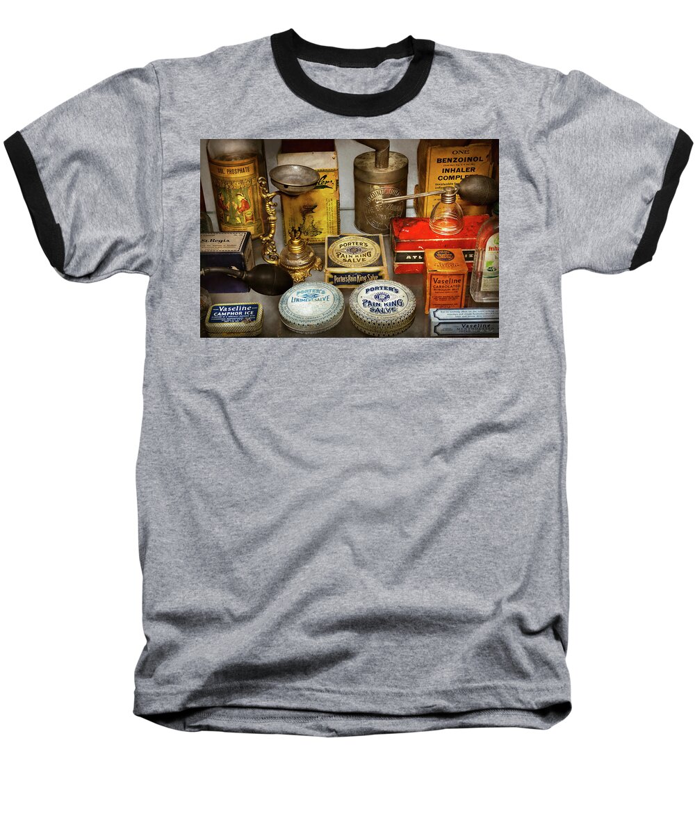 Pharmacist Baseball T-Shirt featuring the photograph Pharmacy - The pain king by Mike Savad
