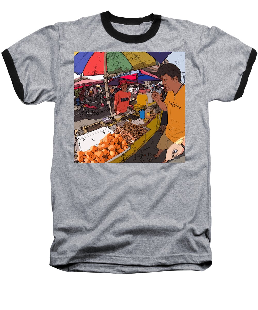 Philippines Baseball T-Shirt featuring the painting Philippines 1299 Street Food by Rolf Bertram