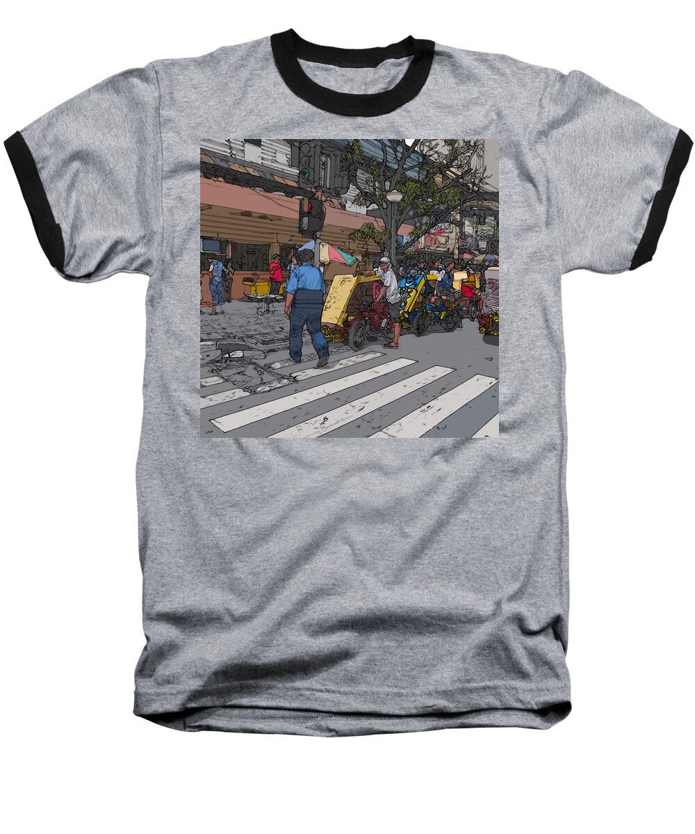 Philippines Baseball T-Shirt featuring the painting Philippines 906 Crosswalk by Rolf Bertram
