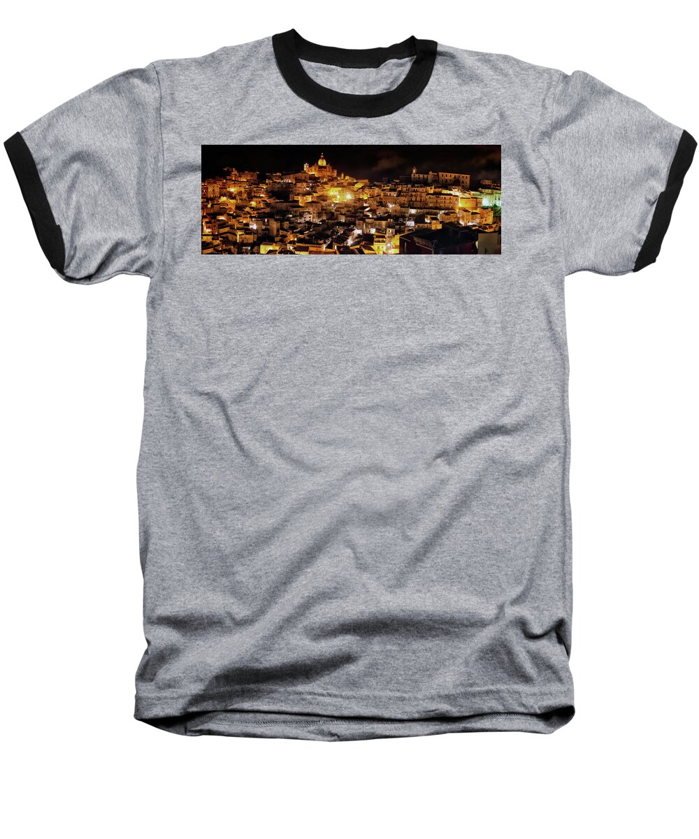  Baseball T-Shirt featuring the photograph Piazza Armerina at Night by Patrick Boening