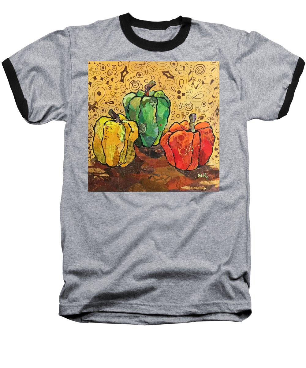 Peppers Baseball T-Shirt featuring the painting Pick a Peck by Phiddy Webb