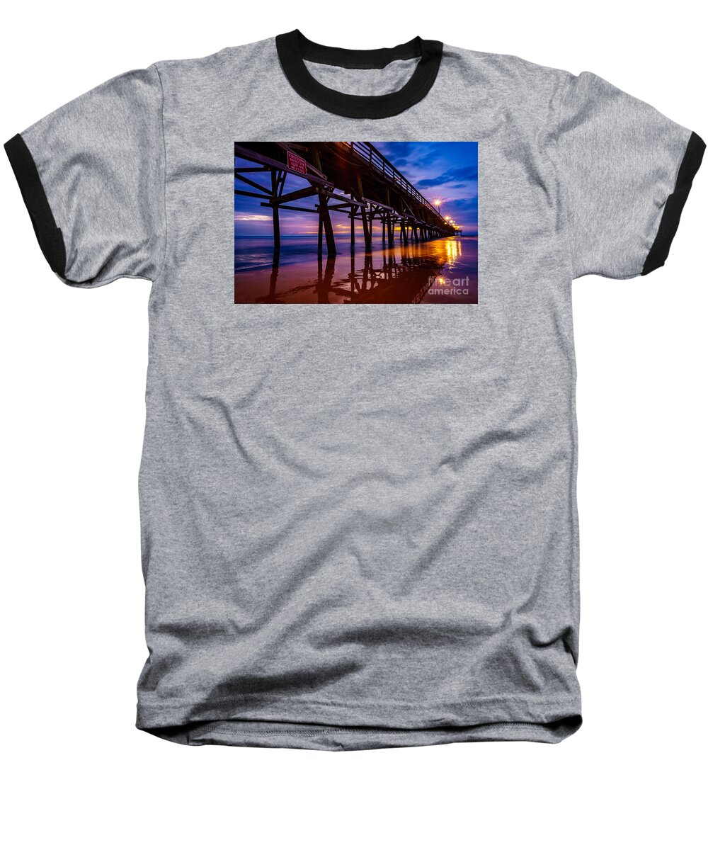 Pier Baseball T-Shirt featuring the photograph Pier Sunrise by David Smith